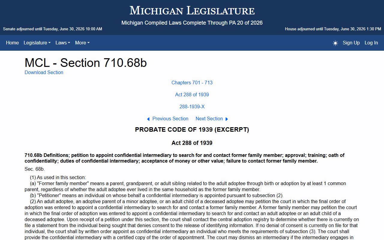 Livingston County traffic court records and Michigan confidential adoption record statute